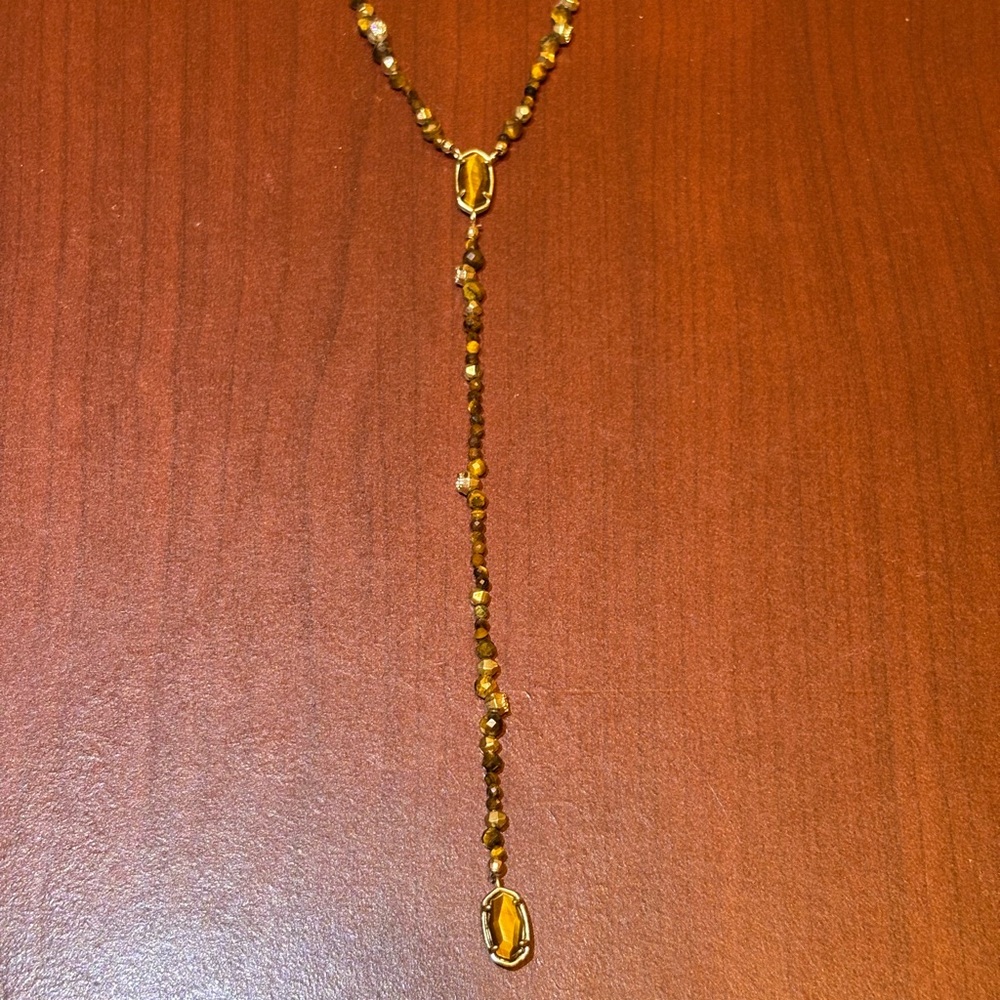 Kendra Scott Tigers Eye Beaded Y Necklace